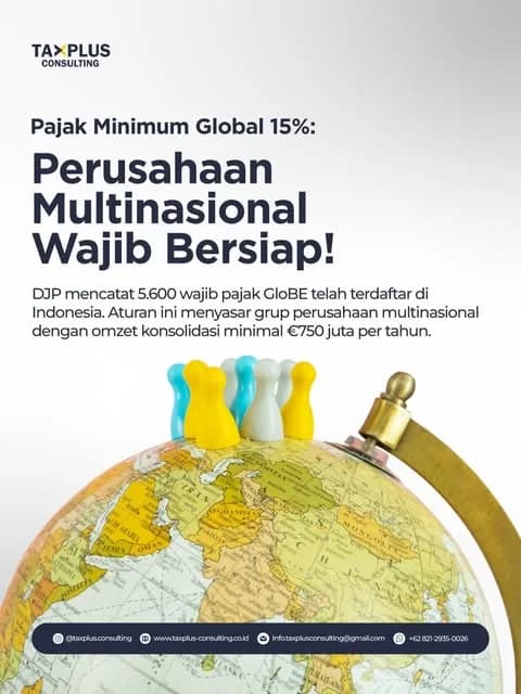 Post Instagram TaxPlus: Pajak Minimum Global 15%: Perusahaan Multinasional Wajib Bersiap